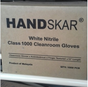 White Nitrile Class 1000 Cleanroom Gloves 